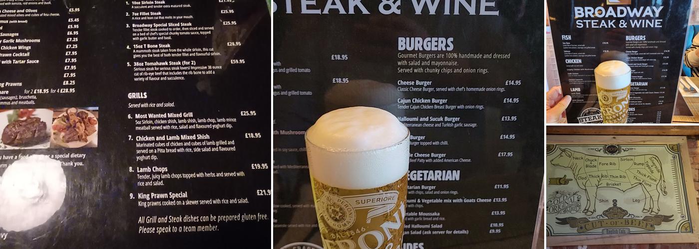 Broadway Steak & Wine Menu