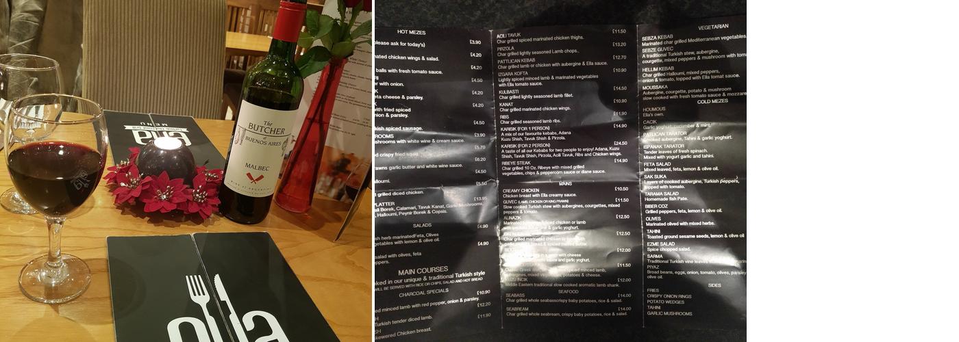 Ella Grill Turkish Restaurant Menu