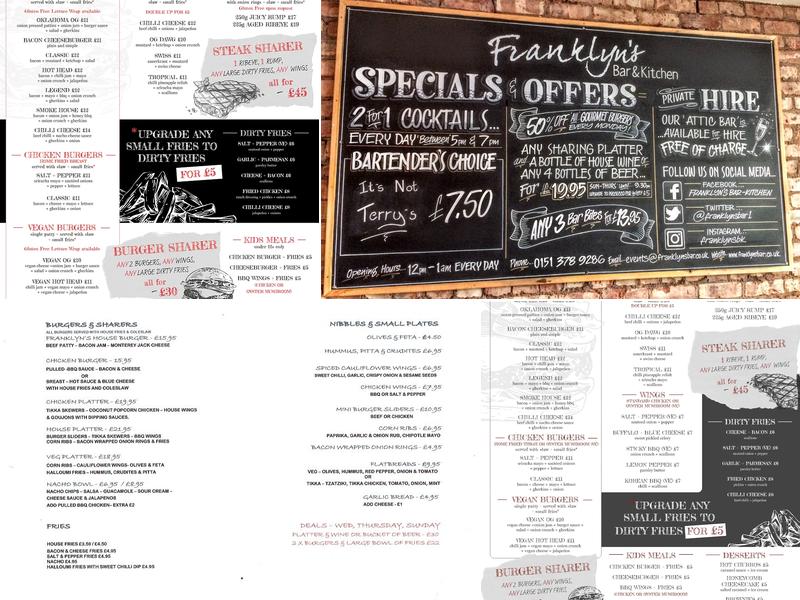 Franklyn's Bar & Kitchen Menu