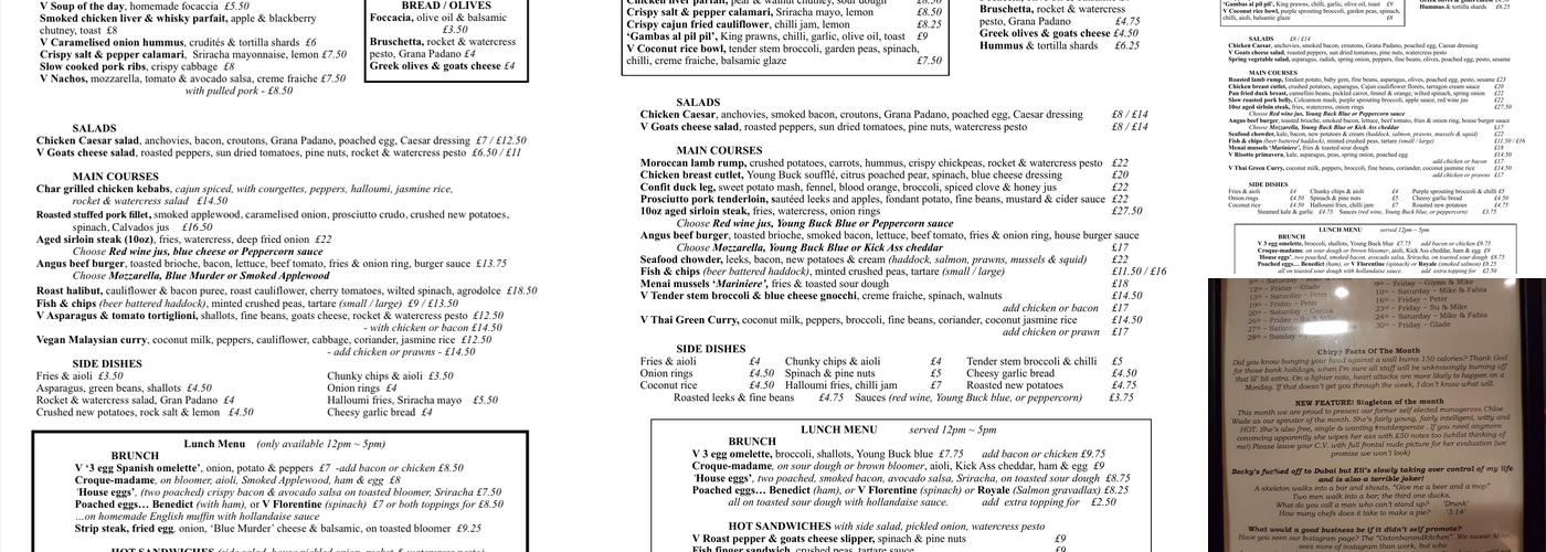 Oxton Bar & Kitchen Menu