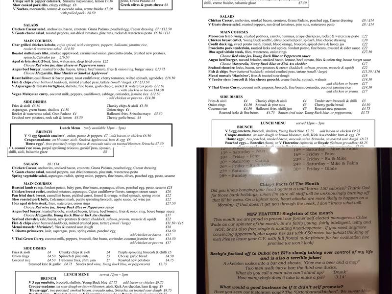 Oxton Bar & Kitchen Menu