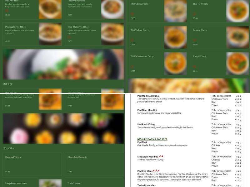 Bamboo Thai Ltd Menu