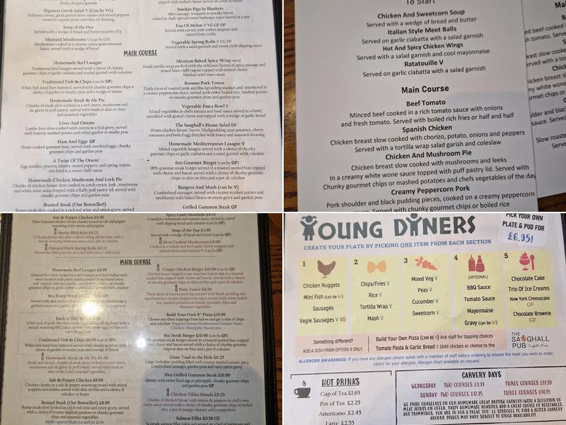 Saughall Hotel Menu