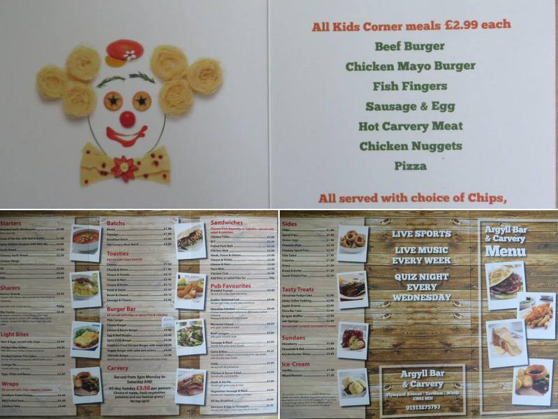 Argyll Bar & Carvery Menu