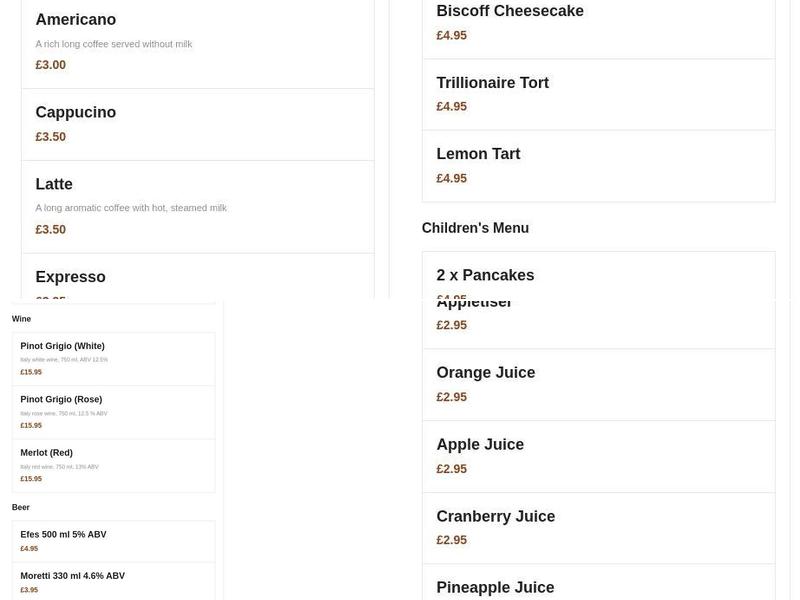 The Turkish BBQ Bar & Grill Menu