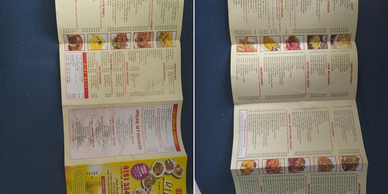 Lin's Takeaway Menu