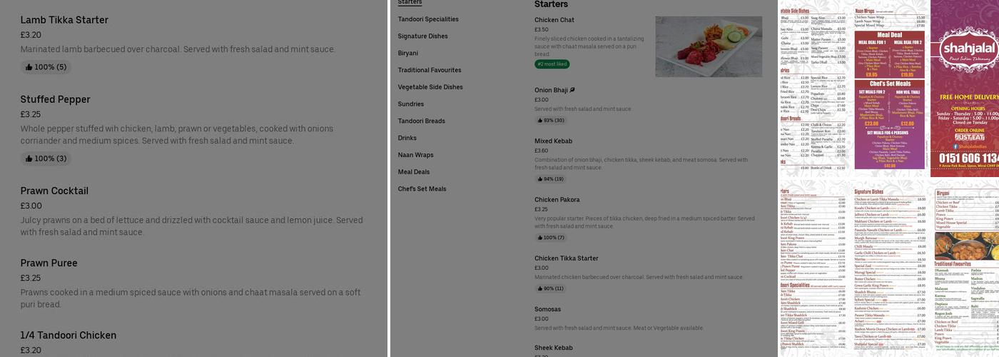 Shahjalal Tandoori Menu