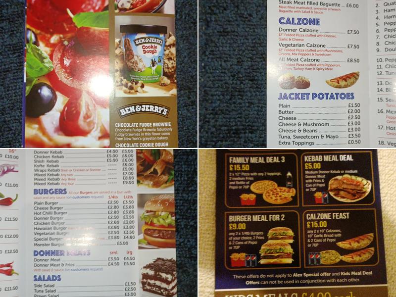 Alex's Menu
