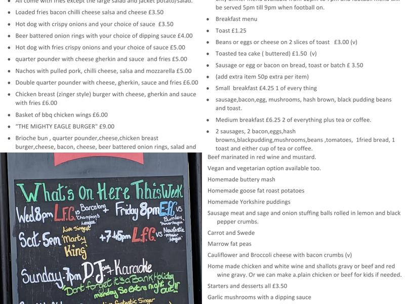 Eagle and Crown Menu