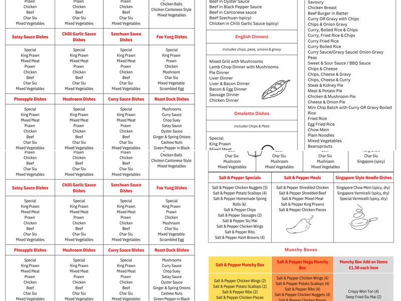 New Oriental Stir Fry Menu