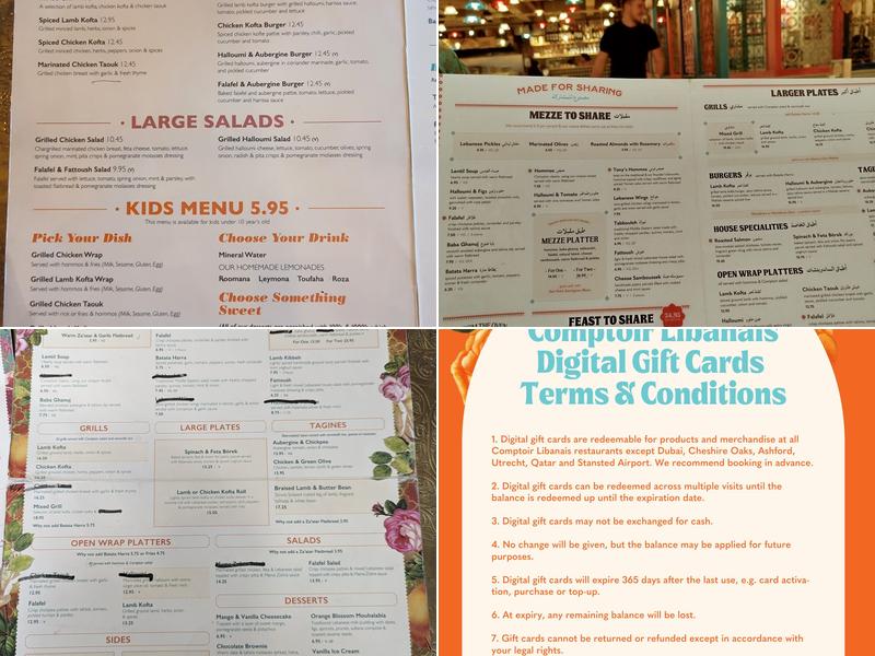 Comptoir Libanais Menu