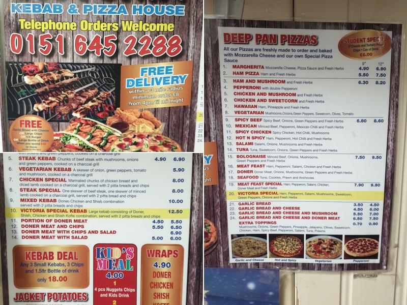 Victoria Kebab & Pizza House Menu