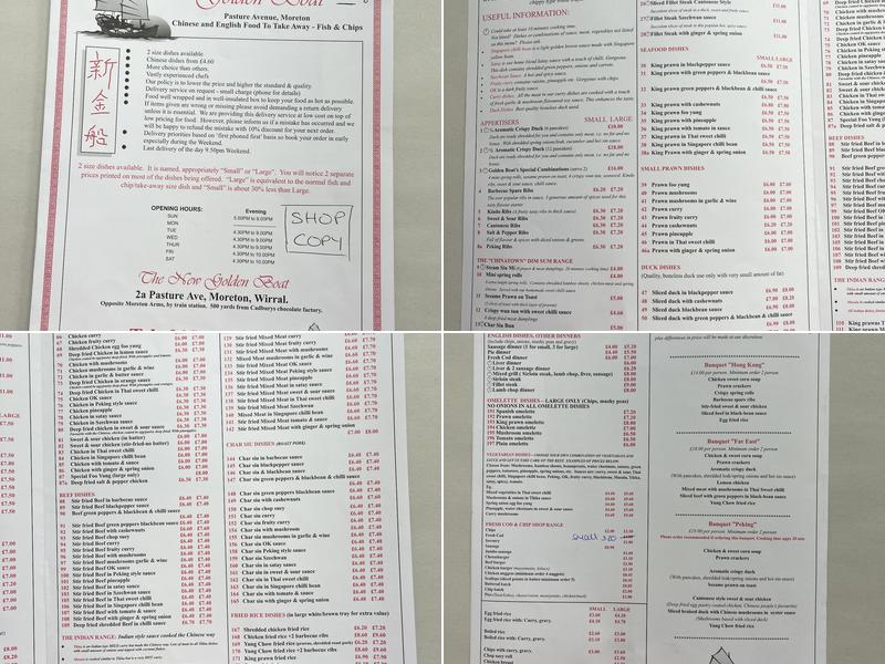 The New Golden Boat Menu