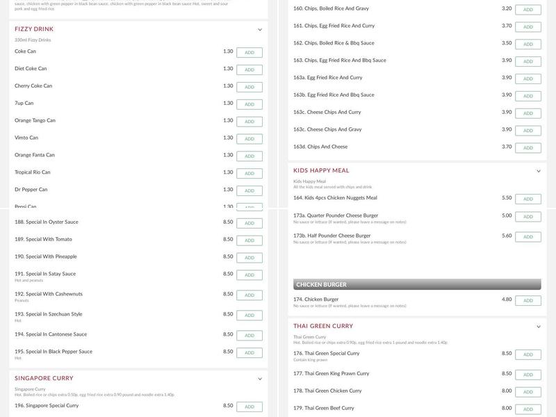 No.1 Golden Fry Menu