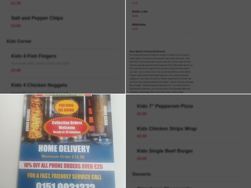 Mario's Pizzeria Menu