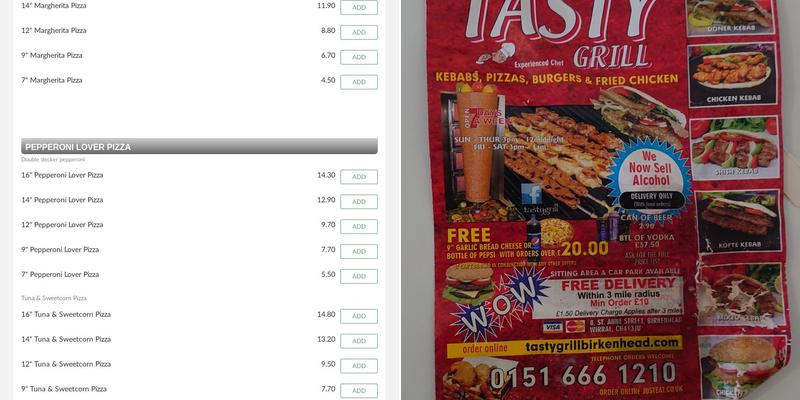 Tasty Grill Cafe & Kebab Shop Menu