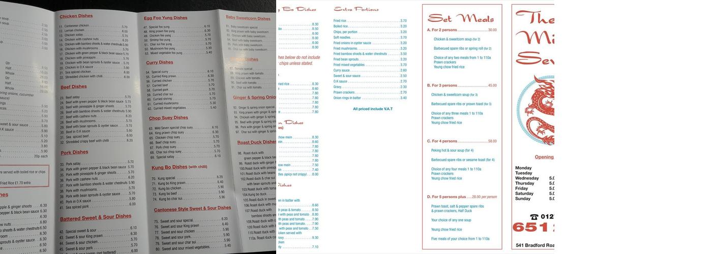 Mild Seven takeaway Menu