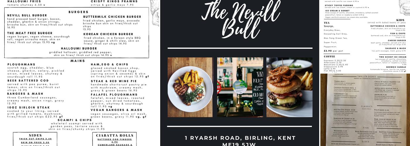 The Nevill Bull Menu