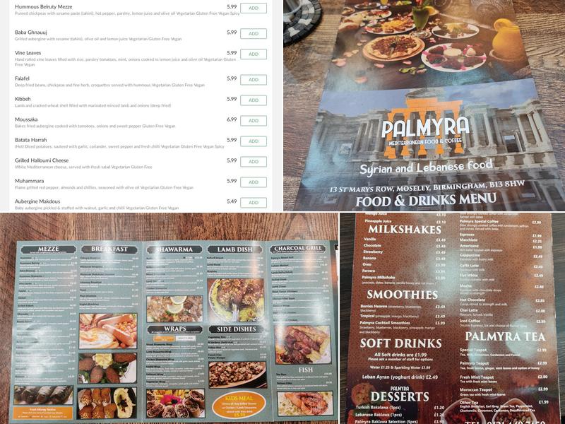 Palmyra Syrian & Lebanese restaurant Menu