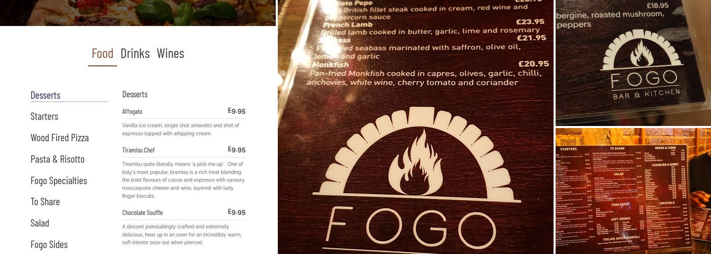 Fogo Bar & Kitchen Menu