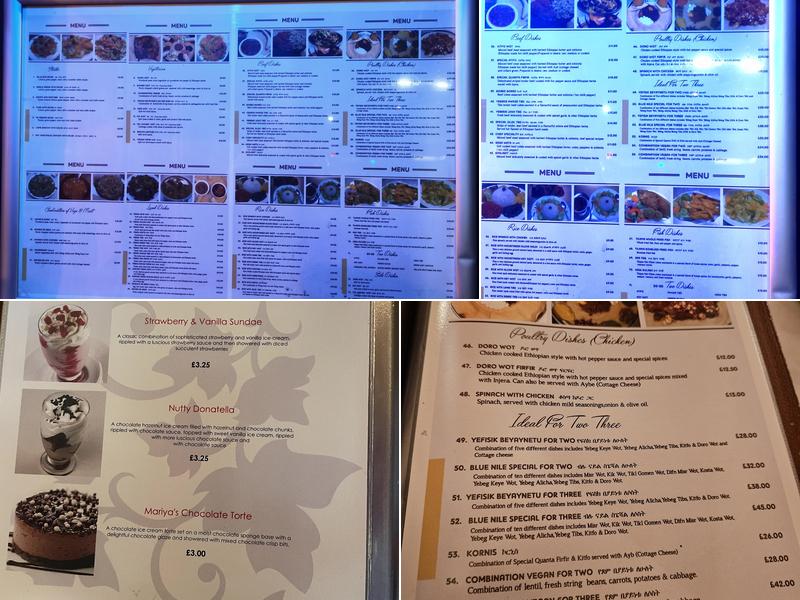 Birmingham Blue Nile Restaurant Menu