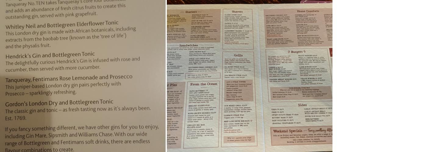 Bell Harborne Menu