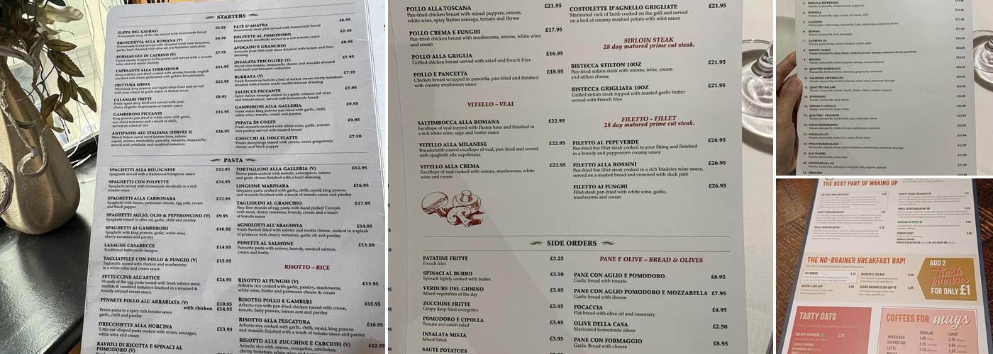 La Galleria Menu