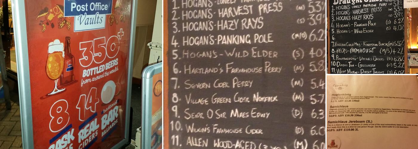 Post Office Vaults Menu