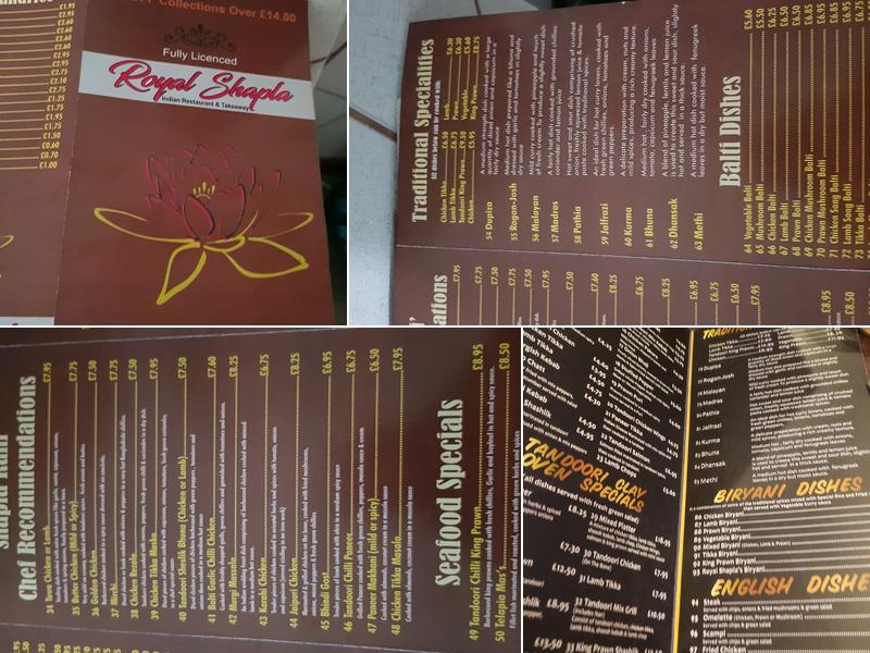 Royal Shapla Quinton Menu