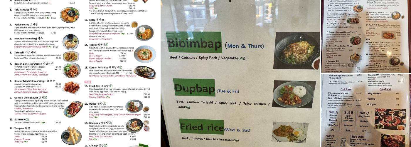 Kimchi Korean Restaurant Menu