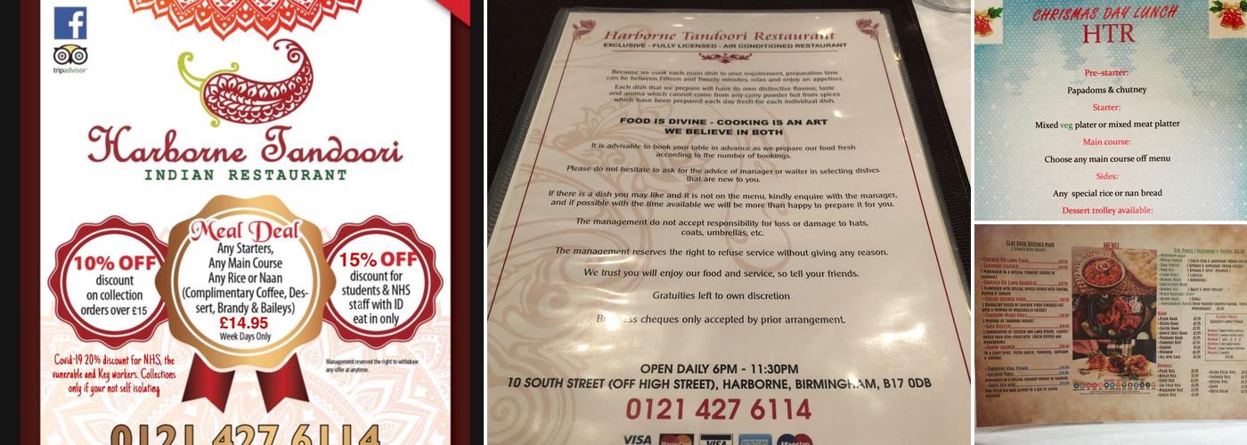 Harborne Tandoori Restaurant Menu