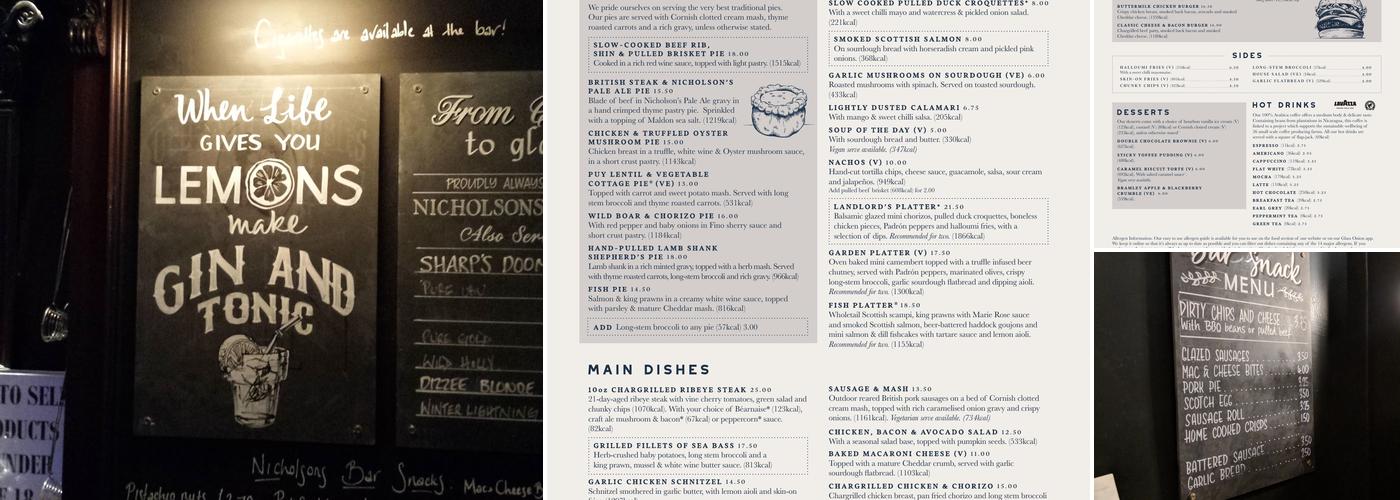 The Old Contemptibles Menu