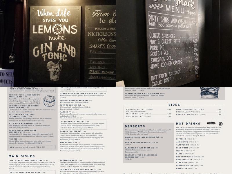 The Old Contemptibles Menu