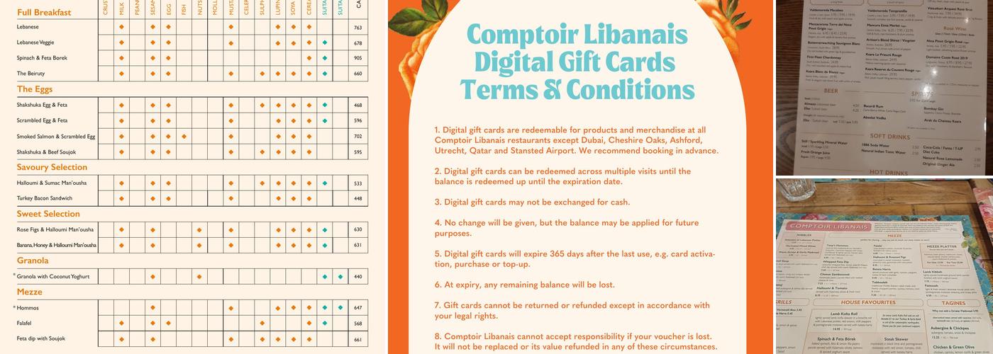 Comptoir Libanais Birmingham Menu