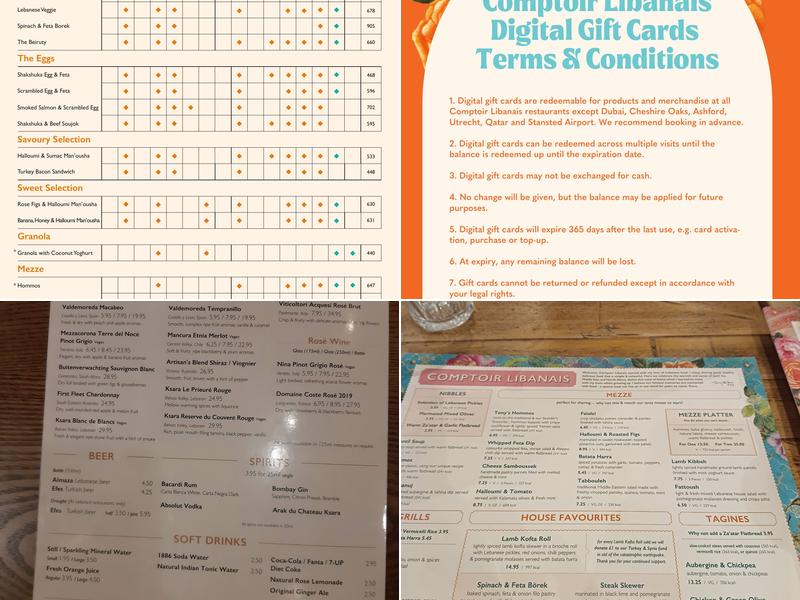 Comptoir Libanais Birmingham Menu