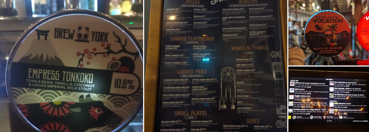 The Head of Steam Birmingham Menu