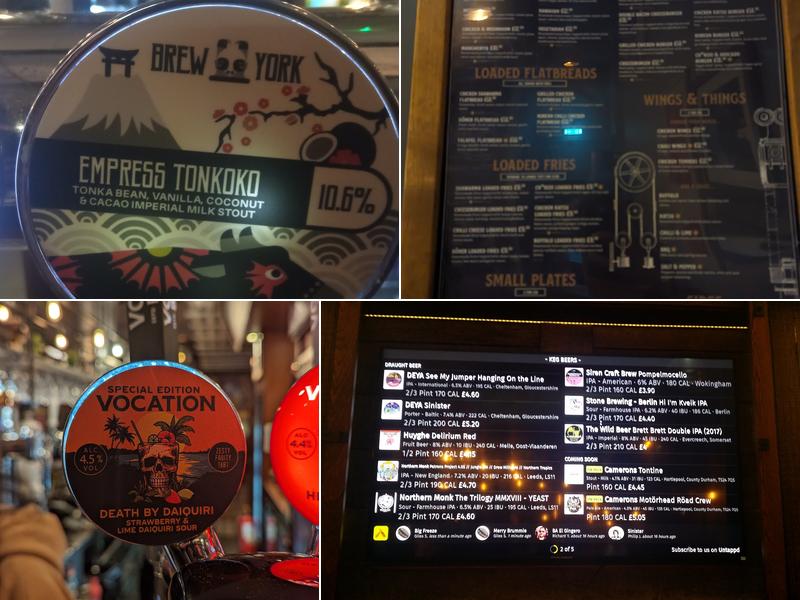 The Head of Steam Birmingham Menu