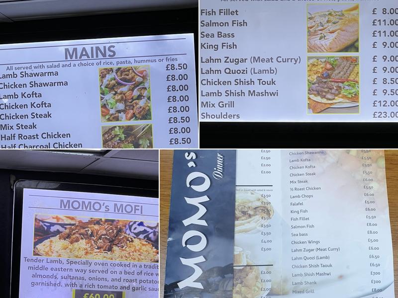 Momo's Diner Menu