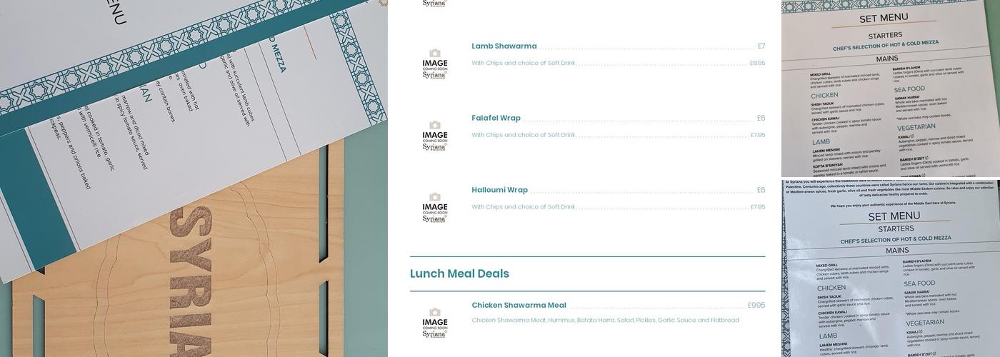 Syriana Restaurant Menu