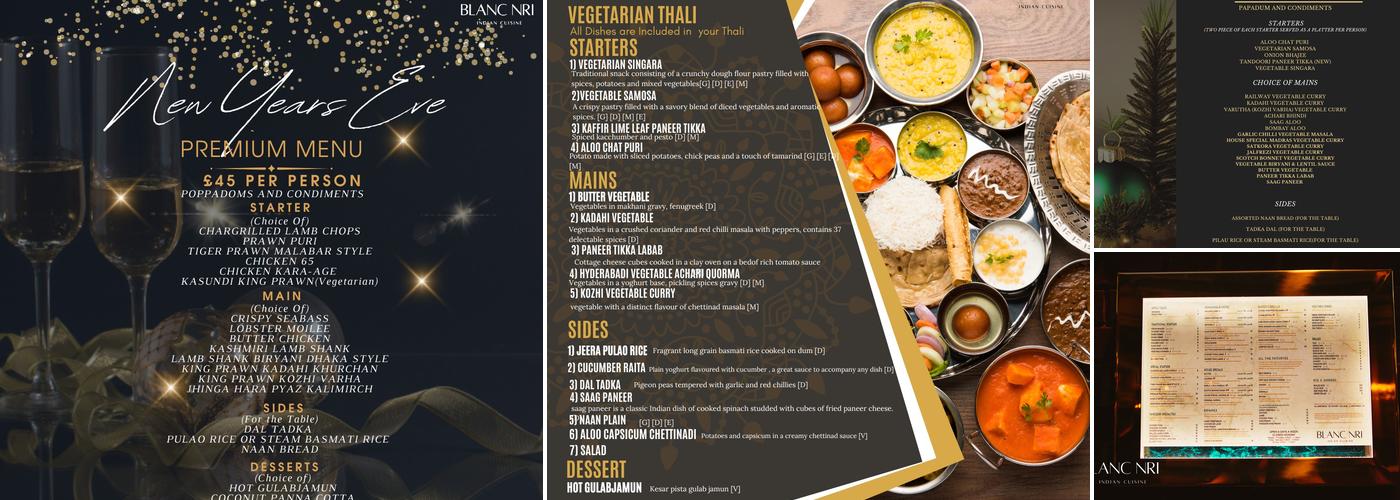 BLANC NRI Birmingham Indian Cuisine Menu