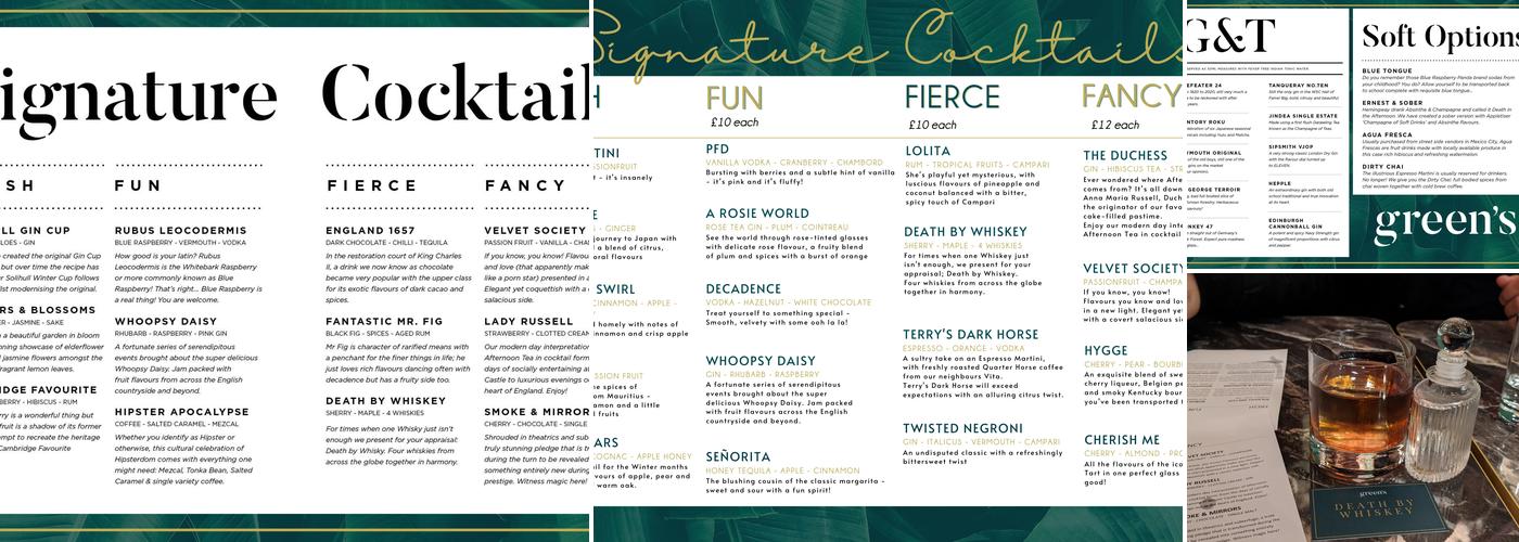 Green's Cocktail Lounge Menu