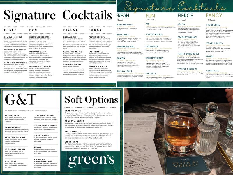 Green's Cocktail Lounge Menu