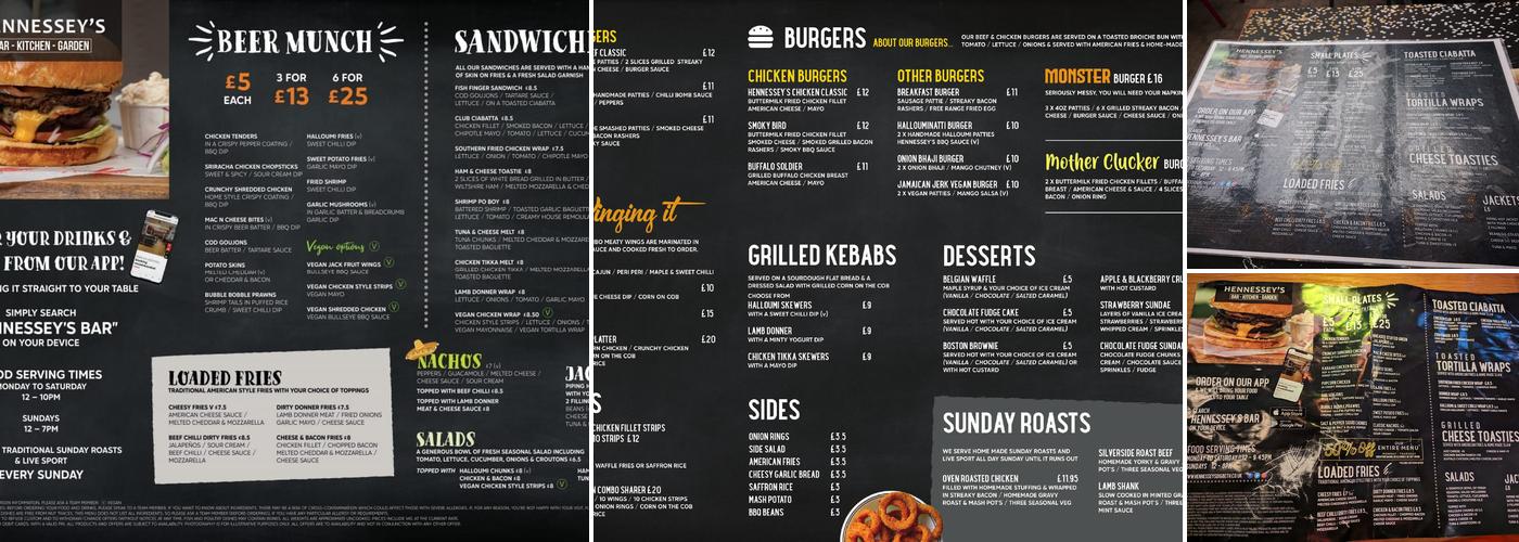Hennessey's Bar Menu
