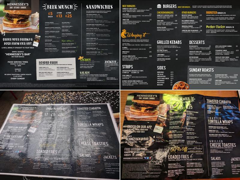 Hennessey's Bar Menu