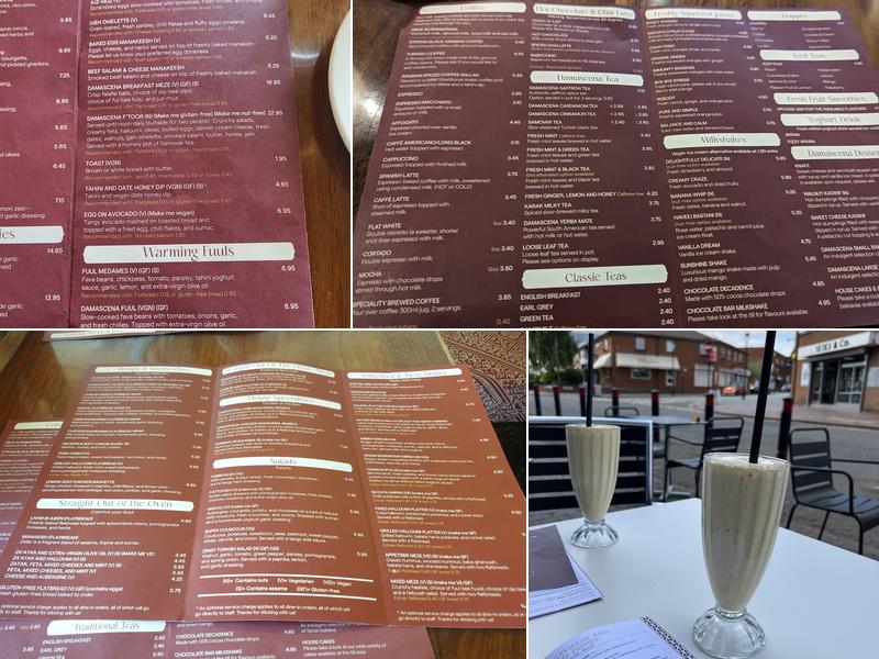 Damascena Jewellery Quarter Menu