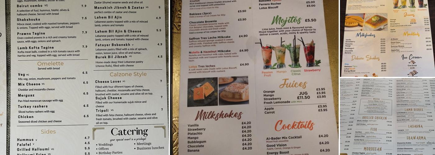 Al Bader Restaurant Ladypool Road Menu