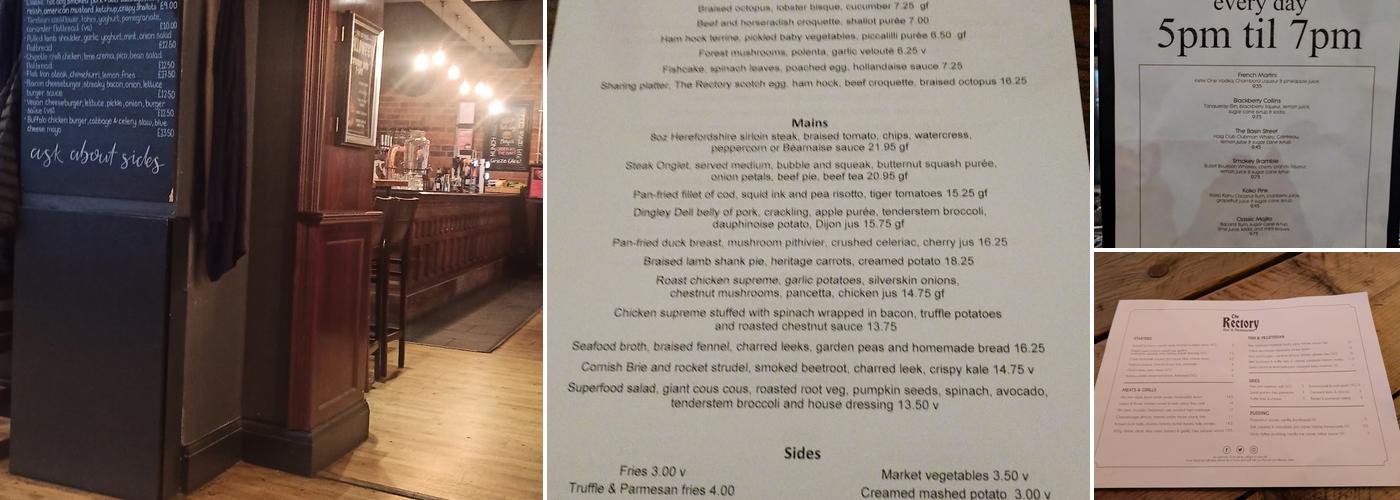 The Rectory & 180 Club Menu