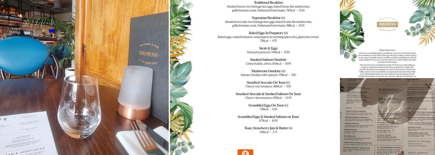 Browns Birmingham Menu