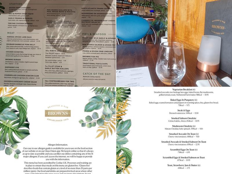 Browns Birmingham Menu