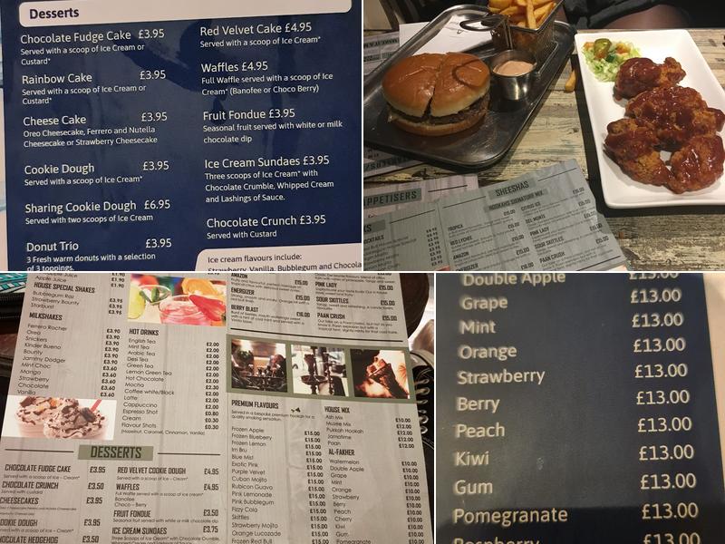 Hookahs Shisha Birmingham Menu